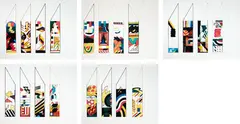Gordon Crook, Studies for Banners of the New Zealand Embassy, Washington (1979), coloured inks and collage on paper, five parts