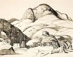 John Weeks, Untitled Landscape, ink and wash on paper, circa 1940