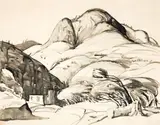 John Weeks, Untitled Landscape, ink and wash on paper, circa 1940