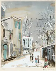 Maurice Utrillo, La Vieille Rue, Saint Vincent, Montmartre, pochoir lithograph, 14/20