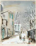 Maurice Utrillo, La Vieille Rue, Saint Vincent, Montmartre, pochoir lithograph, 14/20