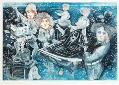Haydn’s Toy Symphony by Gary Tricker, etching and aquatint, 2/29, sold Mar 2018