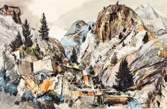 Eric Lee-Johnson, Abandoned Gold Mine, Waihi, watercolour and ink