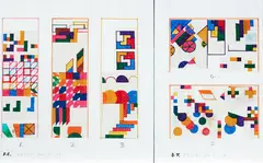 Gordon Crook, Pattern for 5 Banners, colour inks on graph paper, 1979