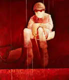 Ian Hutson, Jockey, oil on canvas