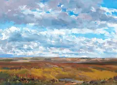 Douglas Badcock, Cloudscape – Central Otago, oil on board