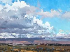 Towering Cumulus (Near Clyde) by Douglas Badcock, oil on canvasboard, sold Feb 2018