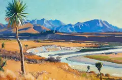 Austen Deans, Across the Rangitata, oil on board