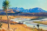 Austen Deans, Across the Rangitata, oil on board