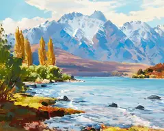 Douglas Badcock, Lake Wakatipu and The Remarkables, oil on canvas laid onto board