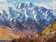 Do uglas Badcock, Spring Snow after Fresh Fall, The Remarkables, oil on canvasboard