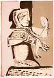Robert Colquhoun, Woman with Cat, lithograph