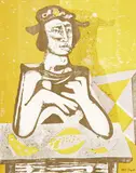 Robert MacBryde, Woman at Table, lithograph
