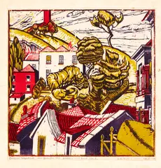 D B Halt, Brandon Hill, Bristol, woodblock print