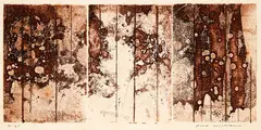 Landscape Triptych by Fred Williams, colour aquatint, engraving and drypoint, 4/35, sold Feb 2018