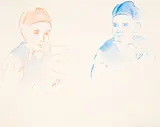 Rita Angus, Double Portrait, crayon and wash on paper