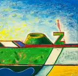 Pat Hanly, Maungawhau and Park, oil on canvas mounted to board