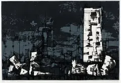 Moonlit Structure by Ted Dutch, lithograph, 42/50, offered Feb 2018