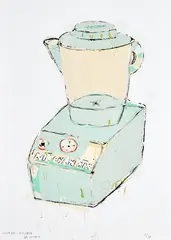 Rob Tucker, Kitchen Aid – Blue/Green, mixed media on paper, 2/20