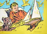 David Bromley, Untitled – Boy and Boat, screenprint, A/P