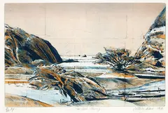 Two Trees – Morning by Stanley Palmer, bamboo engraving, 2/60, sold Feb 2018