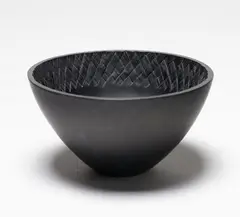 Layla Walter, Open Bowl with Woven Interior (Black), cast glass