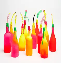 Judy Darragh, Untitled, mixed media and 12 found bottles