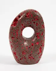 Anchor stone (red) by Chris Charteris, carved and painted basalt, offered Feb 2018