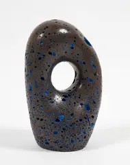 Anchor stone (blue) by Chris Charteris, carved and painted basalt, offered Feb 2018