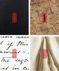 Jude Rae, Untitled, acrylic on canvas, brocade fabric and cotton thread on four panels