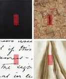 Jude Rae, Untitled, acrylic on canvas, brocade fabric and cotton thread on four panels
