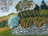 Dick Frizzell, Stone Wall – Te Mata Park, oil on board