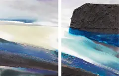 Jill Perrott, Untitled – West Coast Landscape, mixed media on board, diptych