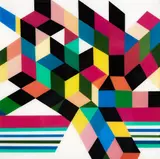 Anne Reithmaier, Geometrix II, acrylic and liquid glass on board