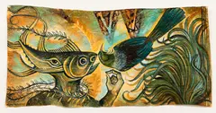 Michel Tuffery, Tasi Tui Tangaroa, acrylic on tapa cloth