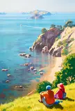 Simon Williams, Cavalli Islands from Matauri Bay, oil on canvas