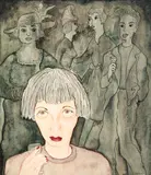 Joan Coe, Untitled – Party Scene, watercolour