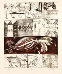 Pulenoa by John Pule, lithograph, 19/24, sold Feb 2018