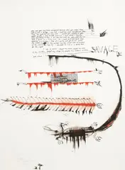 Restless Spirit by John Pule, lithograph, 6/20, sold Dec 2017