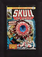 Skull – The Slayer by Rohan Wealleans, paint, polystyrene and collage on found comic book cover, sold Dec 2017