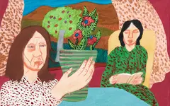 Untitled – Figures in an Interior by Jeffrey Harris, mixed media on paper, offered Dec 2017