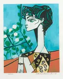 Portrait of Jacqueline Roque with Flowers by Pablo Picasso, posthumous giclee print, 148/500, sold Dec 2017