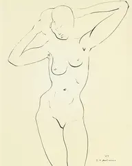 Douglas MacDiarmid, Female Nude, ink on paper