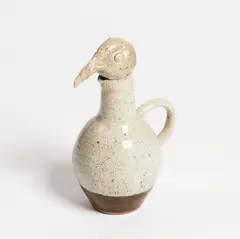 Francis Upritchard, Untitled, glazed ceramic mounted to found earthenware jug
