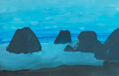 Back Beach by Michael Smither, gouache on paper, sold Dec 2017