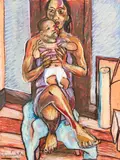 Murray Grimsdale, Mother and Child, pastel on paper