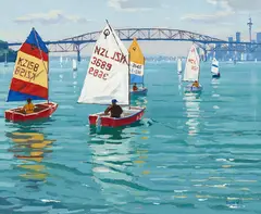 Sailing at Birkenhead by Simon Williams, oil on board, sold Dec 2017