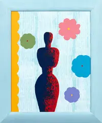 Figure and Floating Flowers by Gavin Chilcott, acrylic on canvas, sold Dec 2017