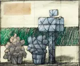 Untitled (Letterbox) by Graham Percy, mixed media and collage on paper, offered Dec 2017