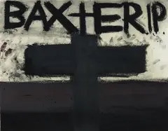 BaxteRIP by Jeffrey Harris, oilstick on paper, sold Dec 2017